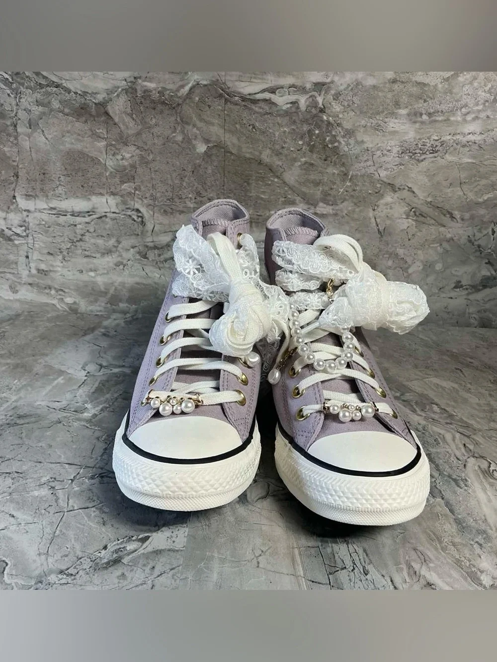 Womens Converse Chuck Taylor All Star High-Top Dressed Up Pearls & Lace Sneaker